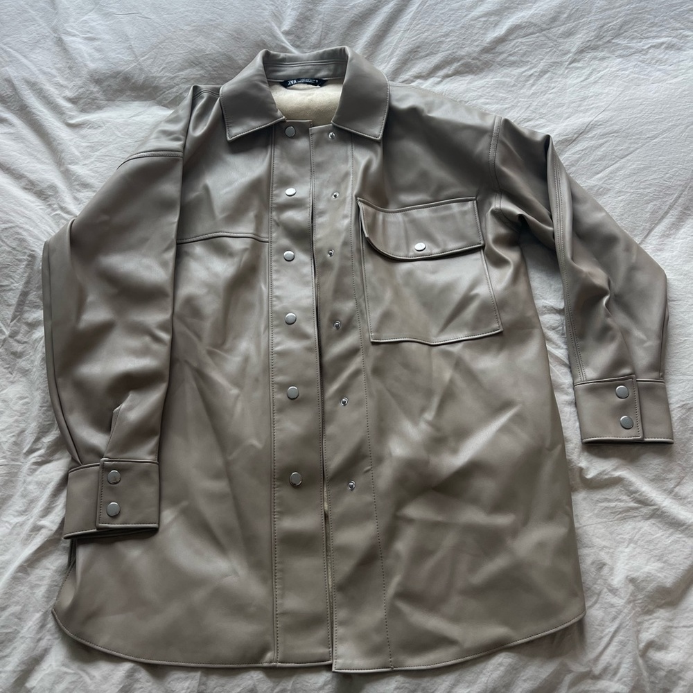 Women Button Up Leather Jacket